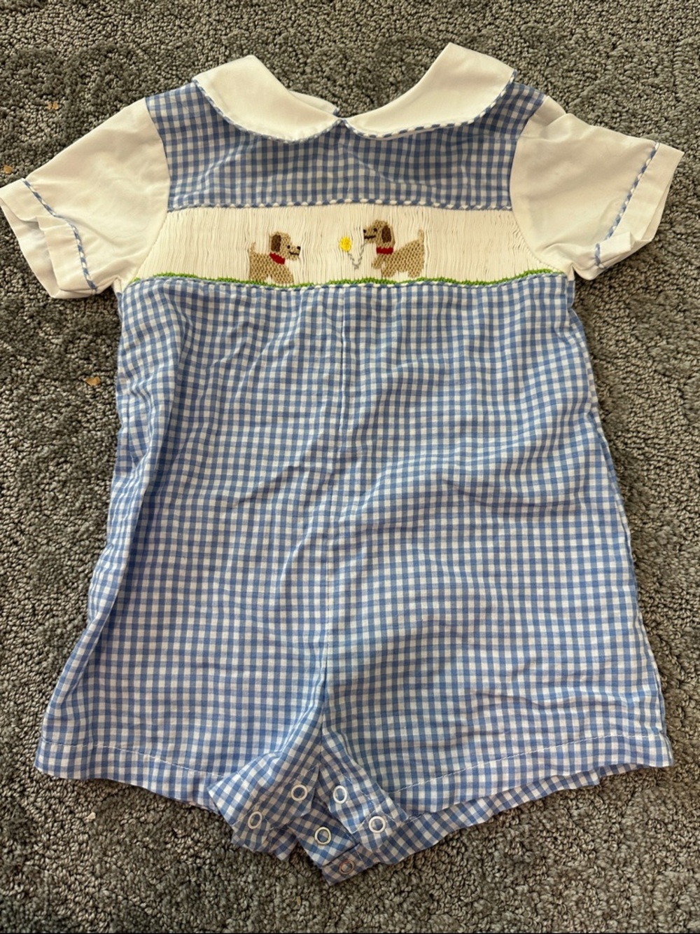 Petit Ami White and Light Blue Gingham Lined Baby Shirt
